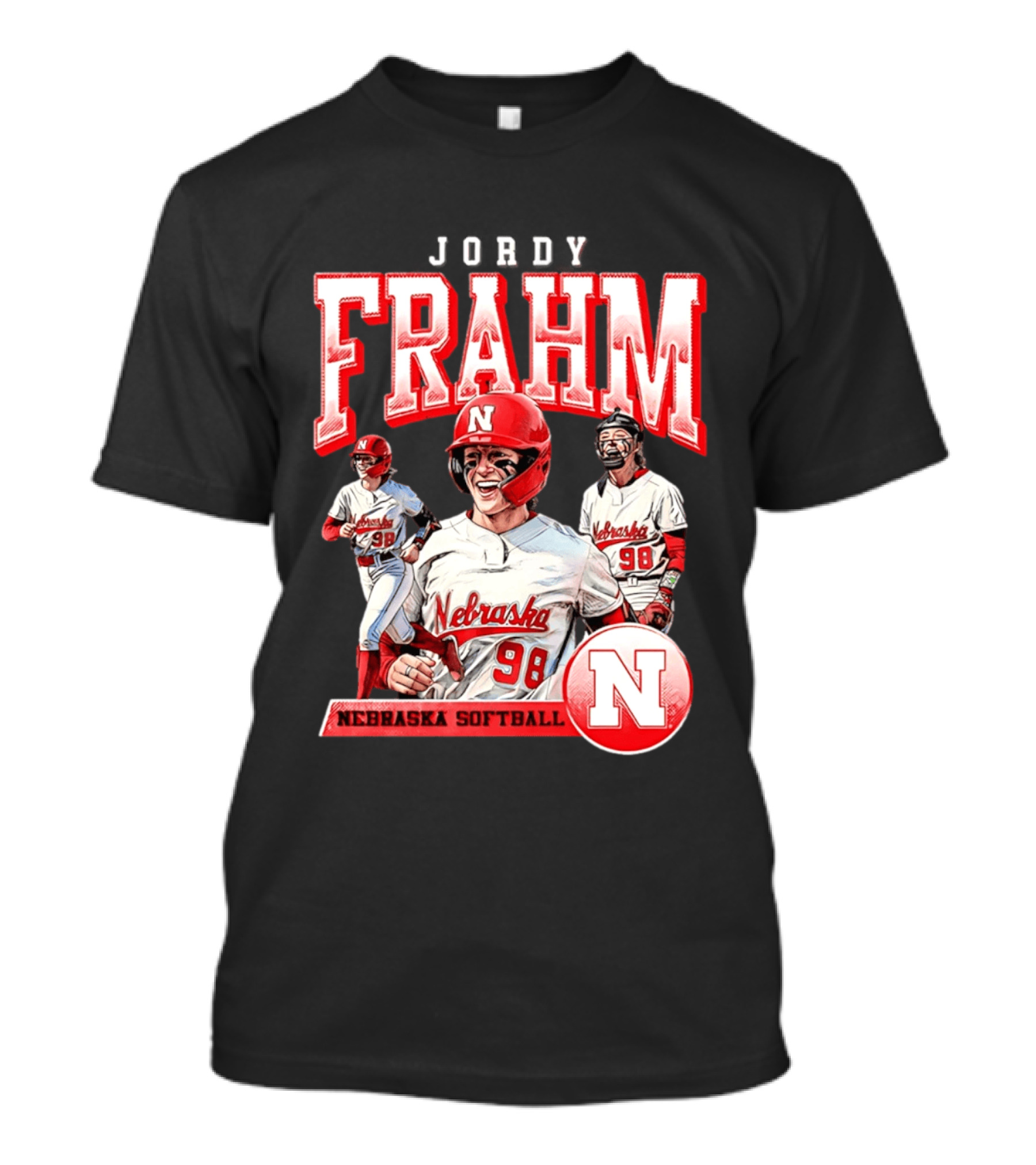 Jordy Frahm Nebraska Softball 98 Player Vintage 90s T-Shirt
