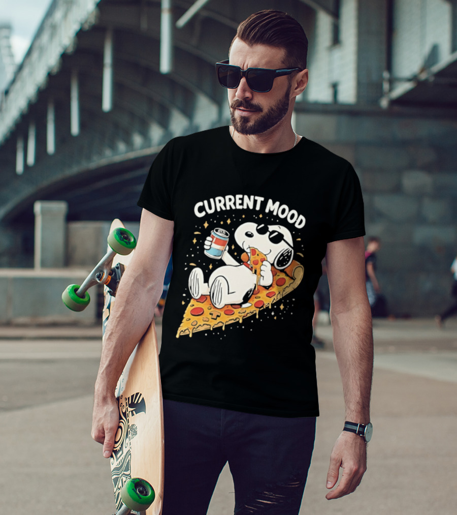 Current Mood Snoopy Relaxing Eating Pizza On A Slice T-Shirt