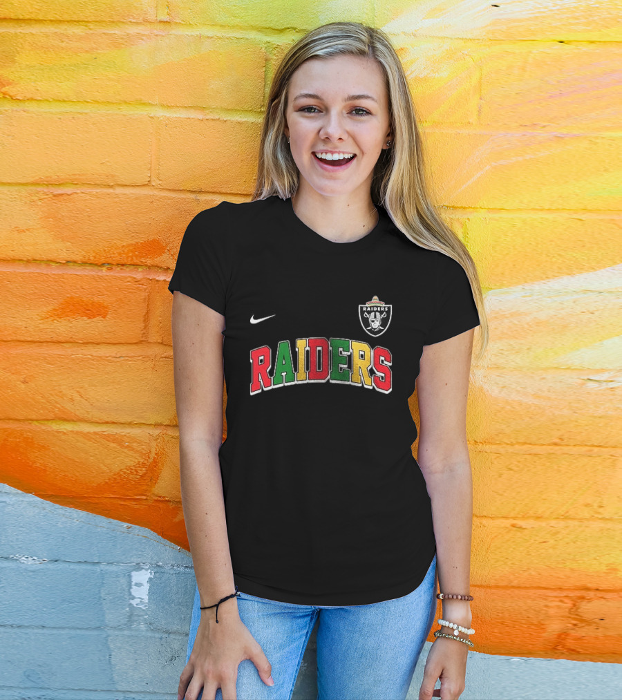 Las Vegas Raiders Cinco De Drinko Bitchachos Skeleton Raiders Text Sombrero T-Shirt