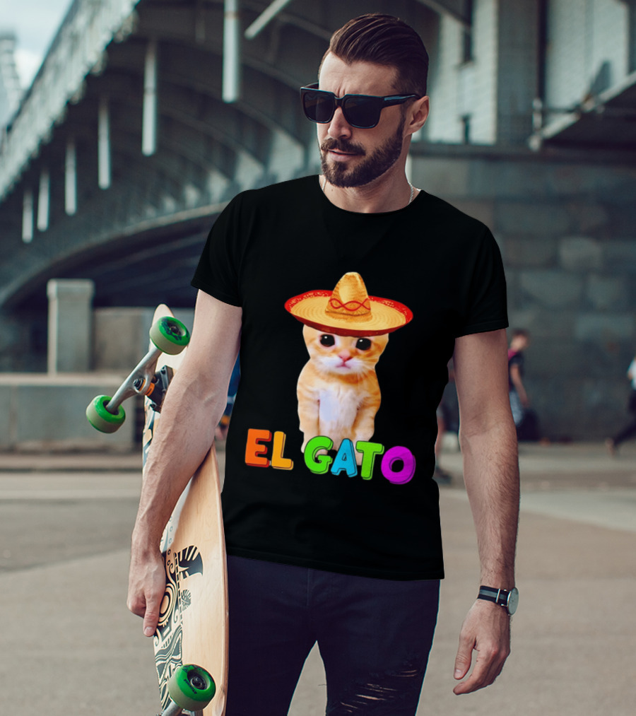 El Gato Cat Sombrero Hat Mexican Fiesta Fun Pet T-Shirt