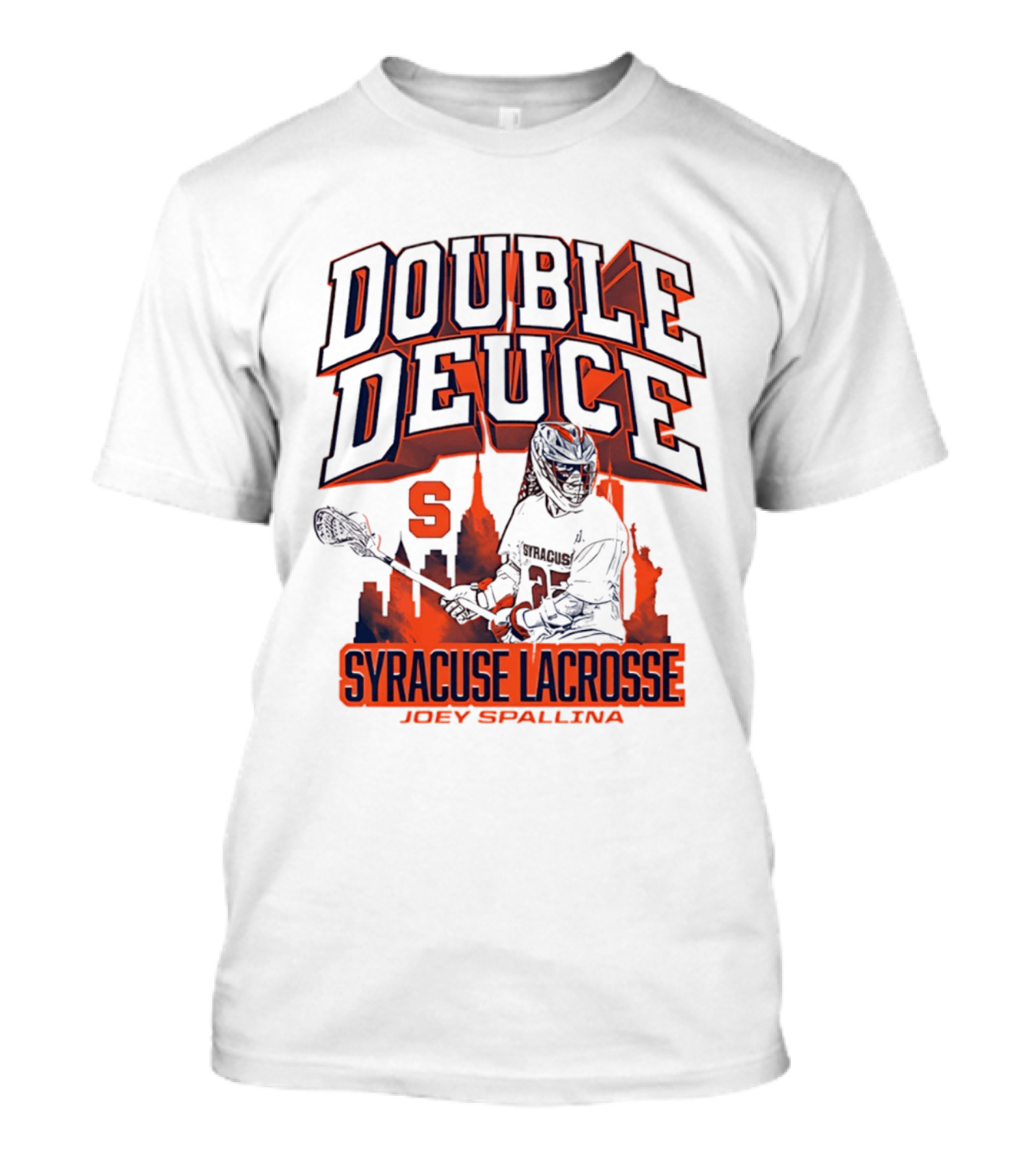 Double Deuce Syracuse Lacrosse Joey Spallina City Skyline T-Shirt