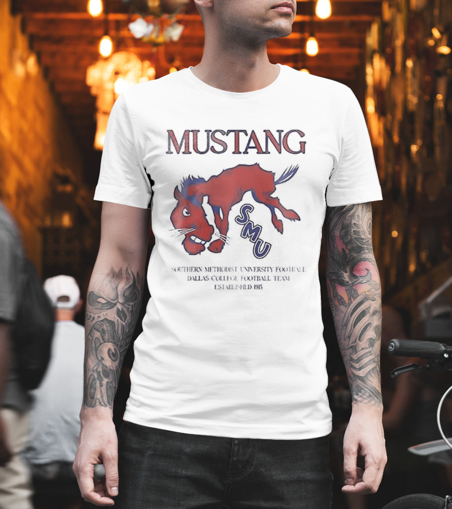 SMU Mustangs Southern Methodist University Red Blue Mustang T-Shirt