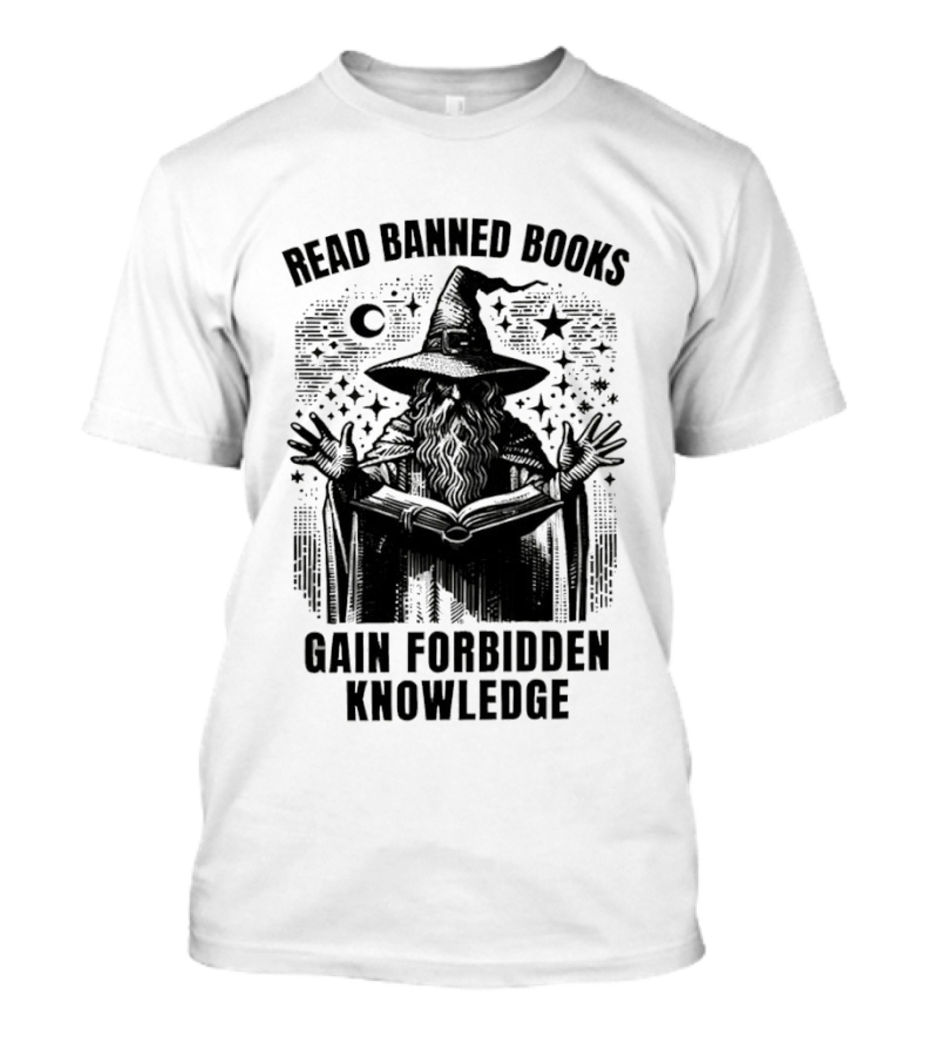 Read Banned Books Witch Hat Starry Night Gain Forbidden Knowledge T-Shirt
