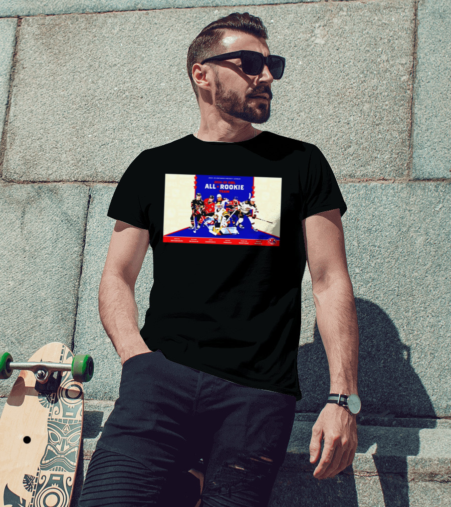 2024 25 OHL All Rookie Team Ontario Hockey League Nikita Artamonov Elijah Mishkin Jack Ivankovic Zayne Parekh Porter Martone James Hardie T-Shirt