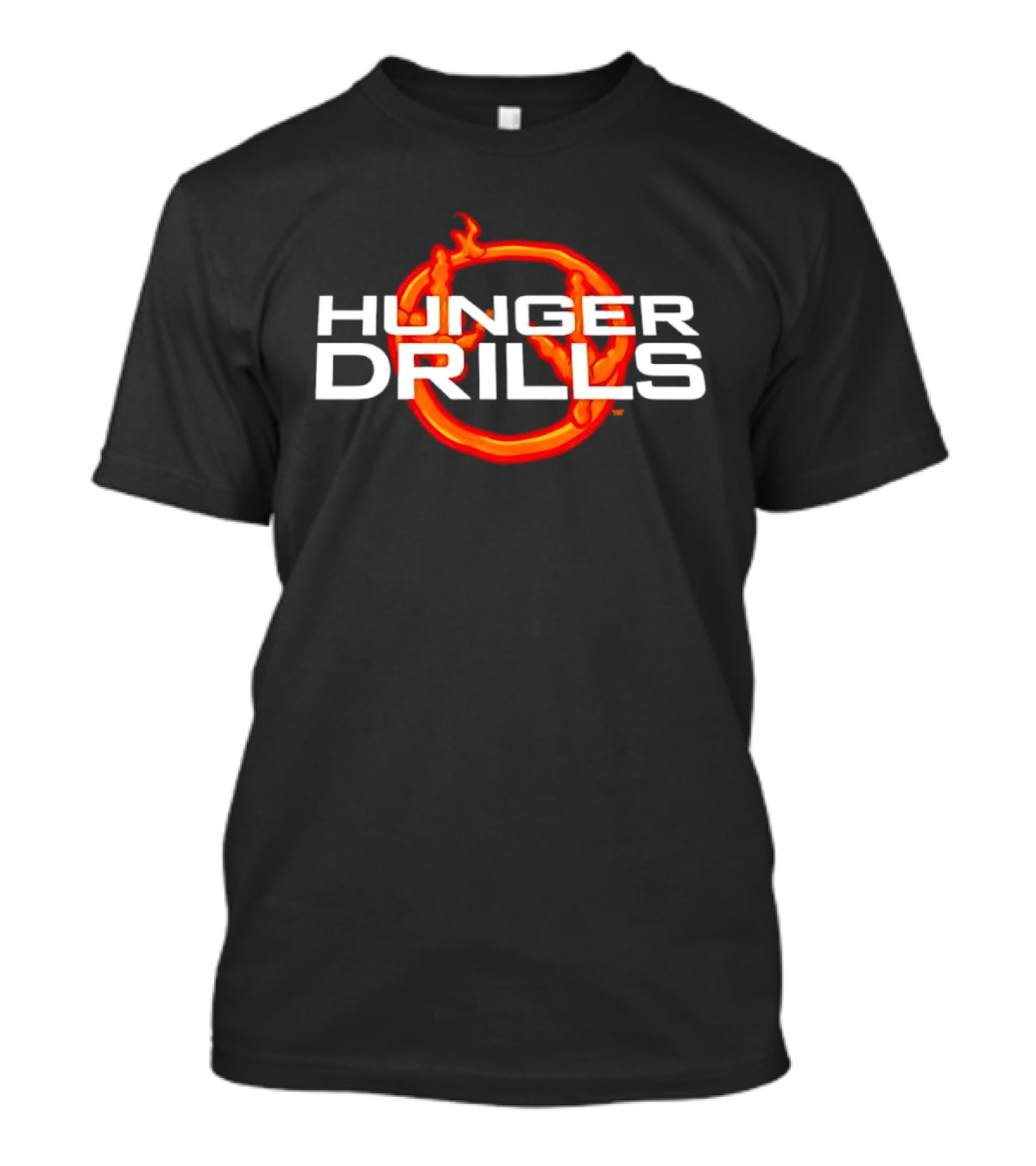 Hunger Drills Exercise Program Flaming Circle T-Shirt