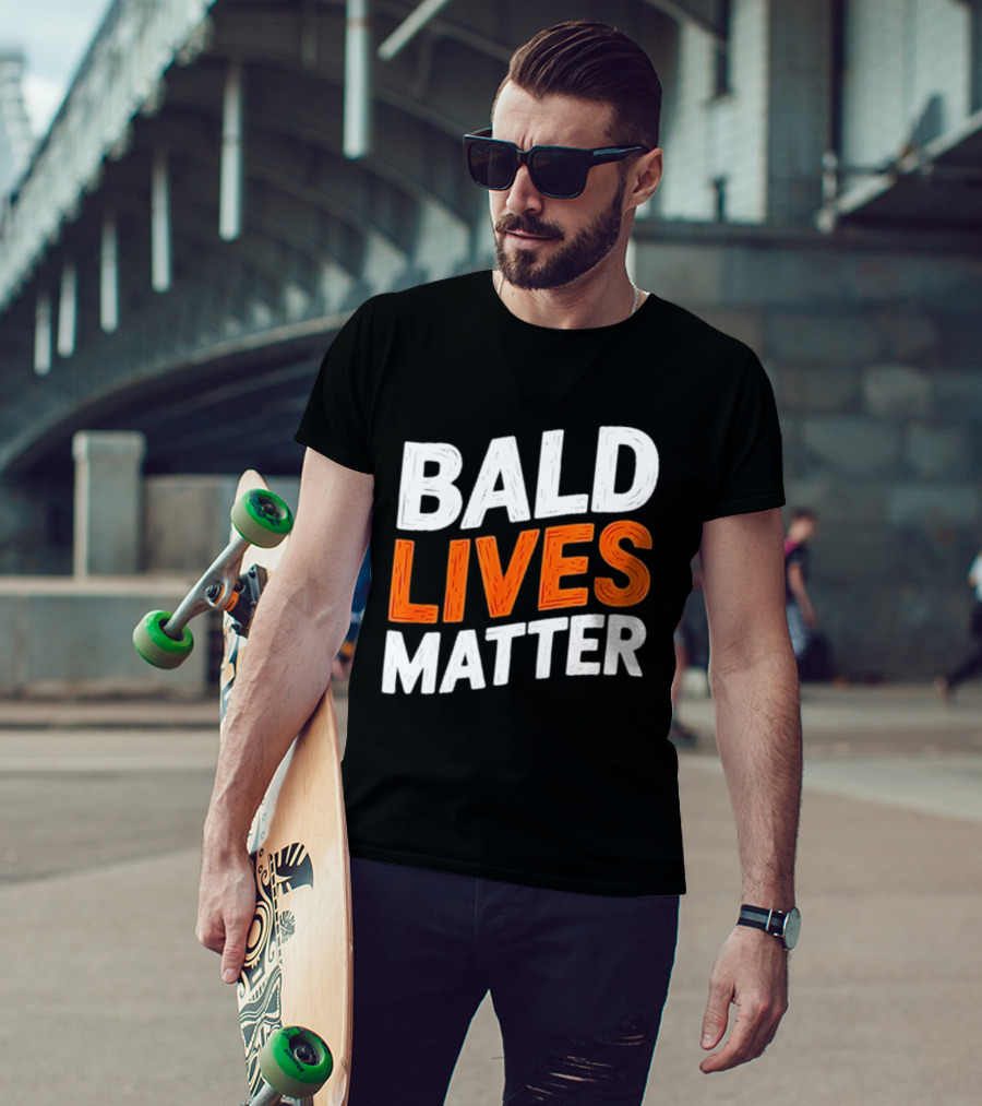 Bald Lives Matter Bold White And Orange T-Shirt