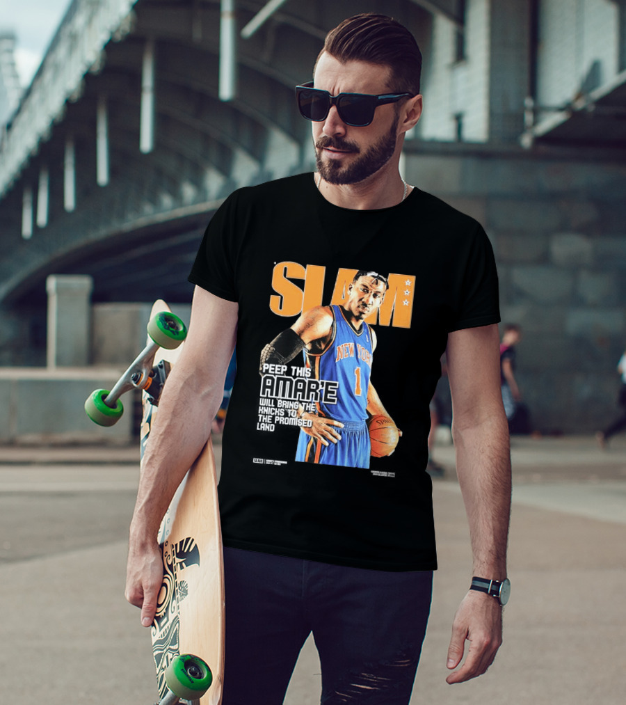 Slam Hardwood Classics Amare Stoudemire Peep This Amare Will Bring The Knicks To The Promised Land New York Knicks T-Shirt