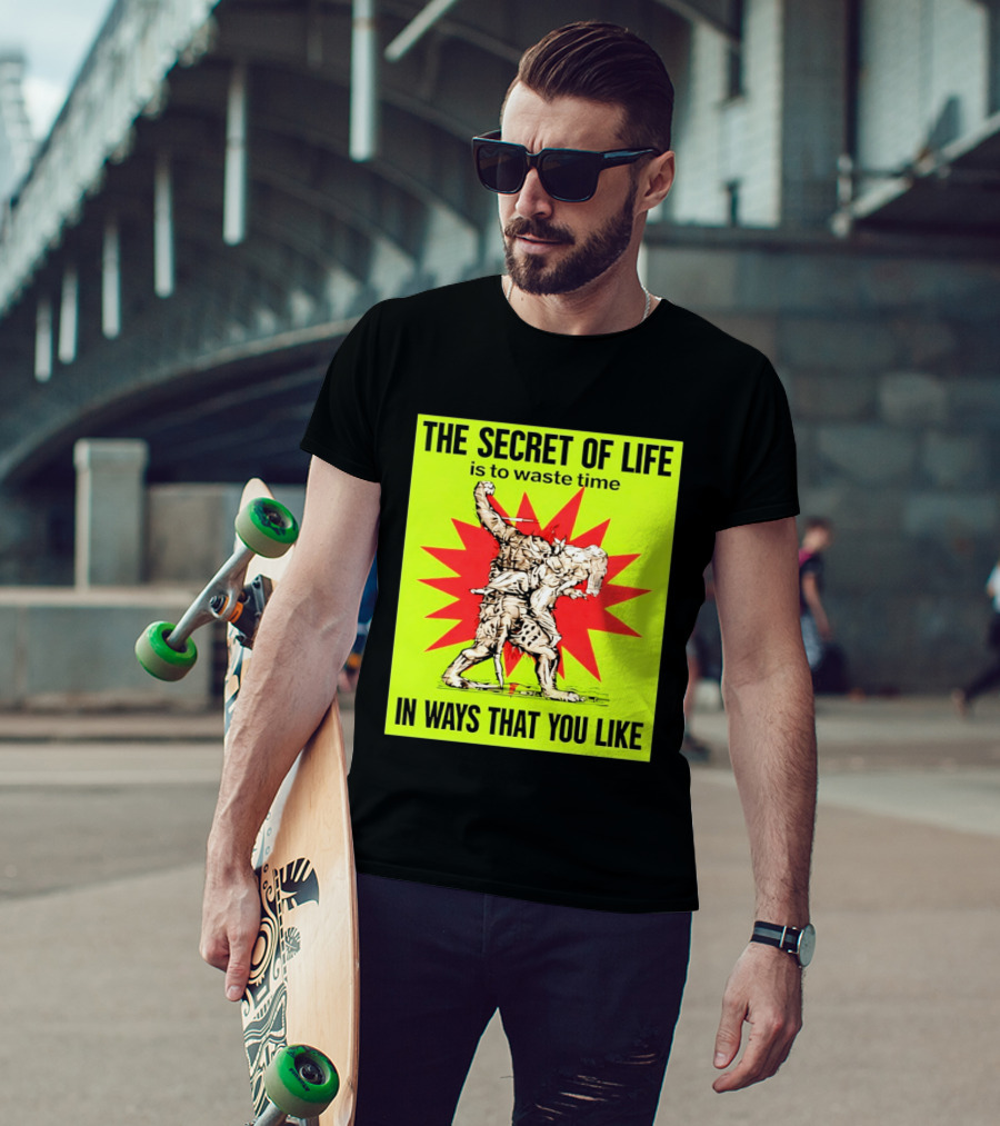 The Secret Of Life Is To Waste Time In Ways That You Like Comic Style Red Burst T-Shirt
