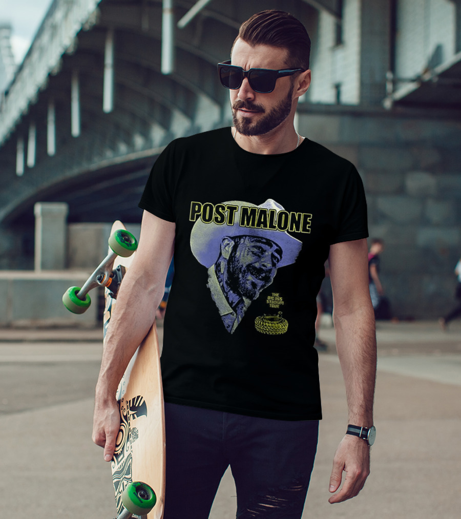 Post Malone Big Ass Stadium Tour Porty Co Dates Schedule Cowboy Hat Snake T-Shirt