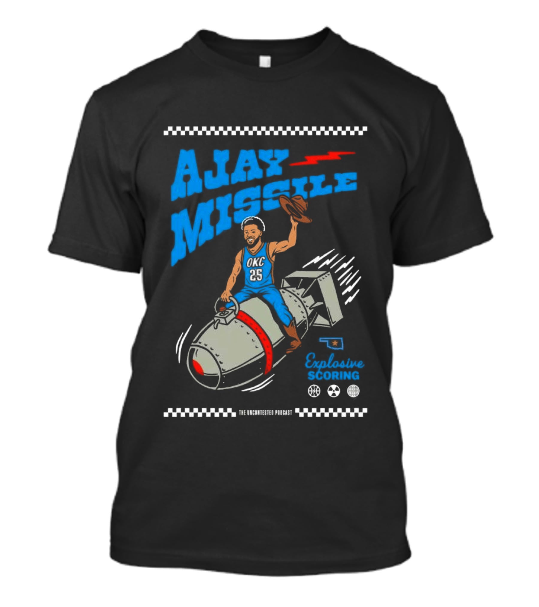 Ajay Missile Explosive Scoring UNC 23 Riding Bomb Cowboy Basketball T-Shirt