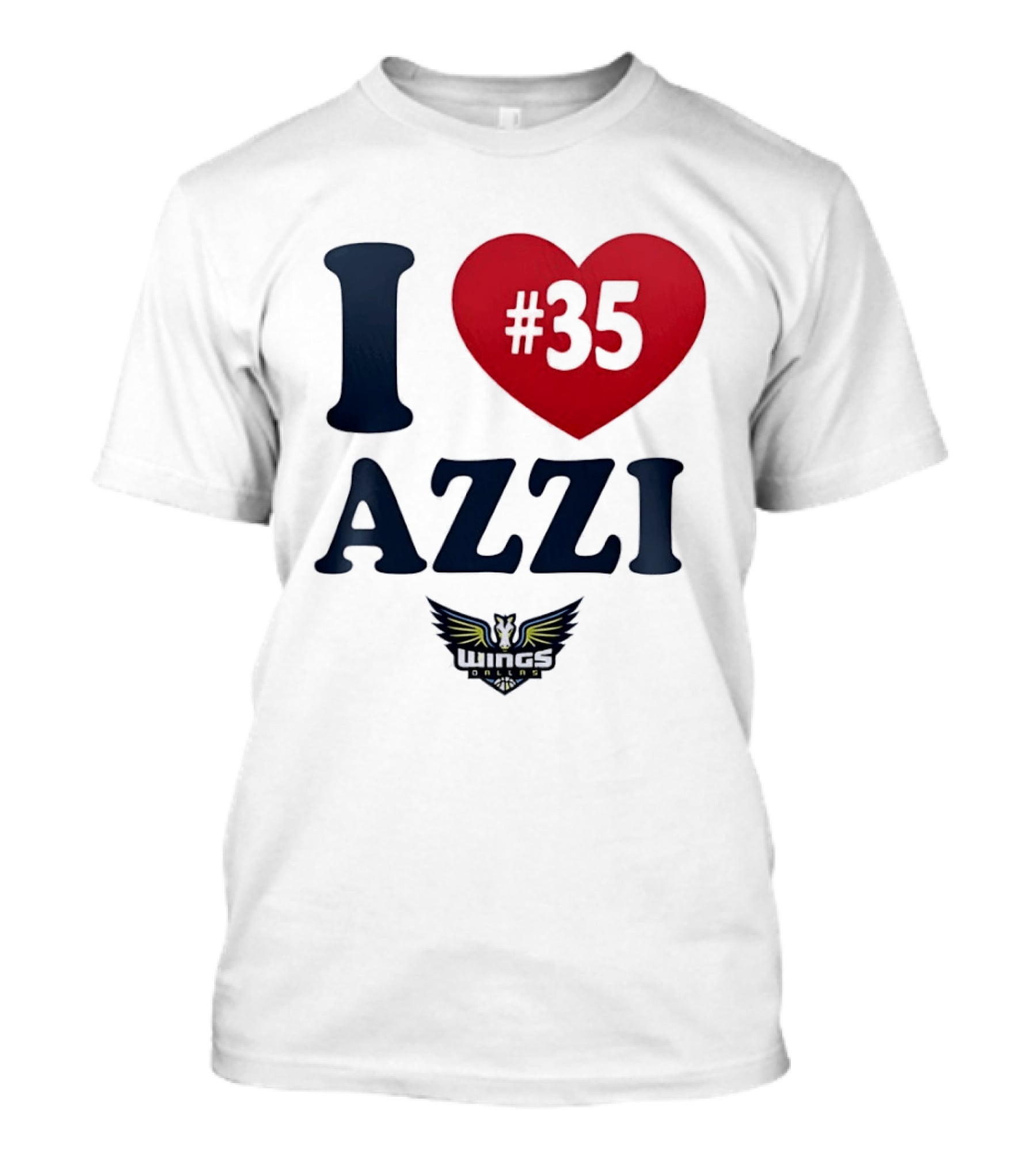 I Love Azzi Fudd Heart 35 Dallas Wings WNBA T-Shirt