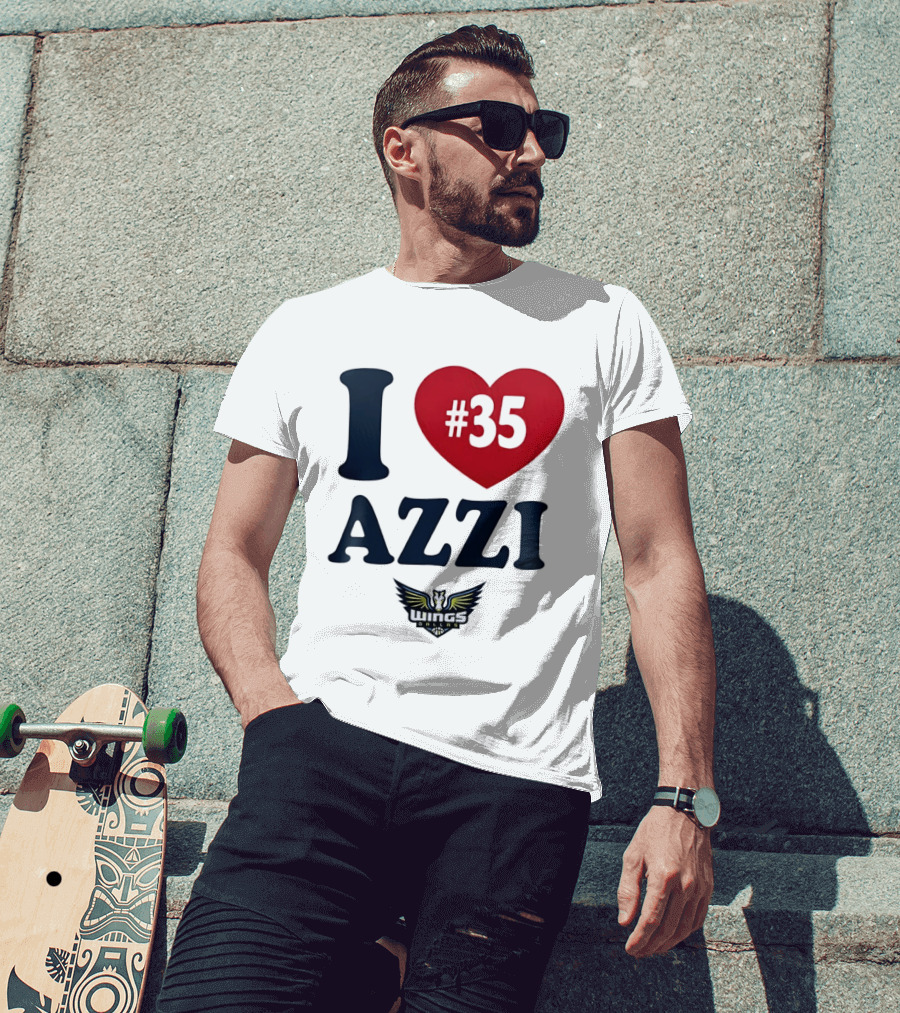 I Love Azzi Fudd Heart 35 Dallas Wings WNBA T-Shirt
