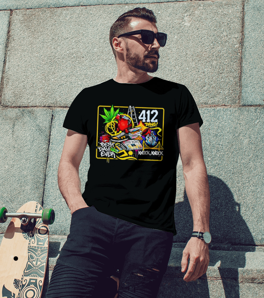 Good News Best Day Ever 412 Knock Knock Dang Graffiti Vibes T-Shirt