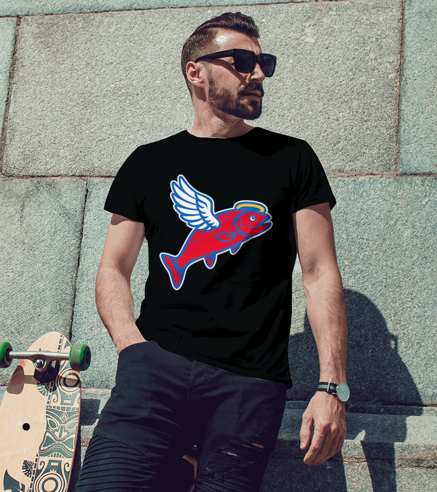 Los Angeles Angels Baseball Flying Fish With Halo And Wings T-Shirt