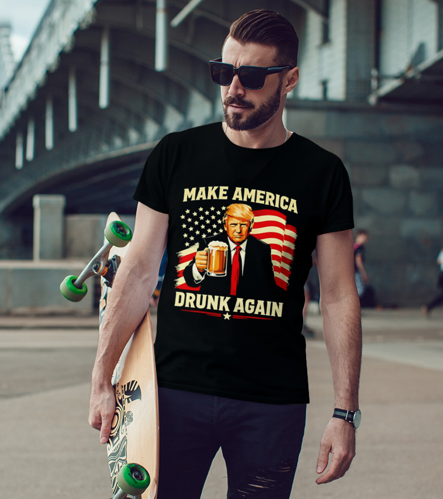 Patriotic Trump Make America Drunk Again Flag Beer T-Shirt