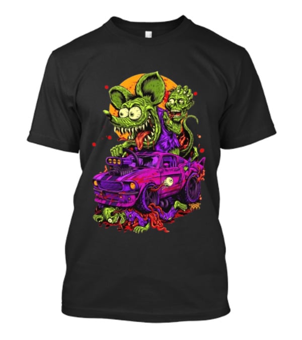 Rat Fink Vs Zombies Classic Monster Car Battle Vintage Horror T-Shirt