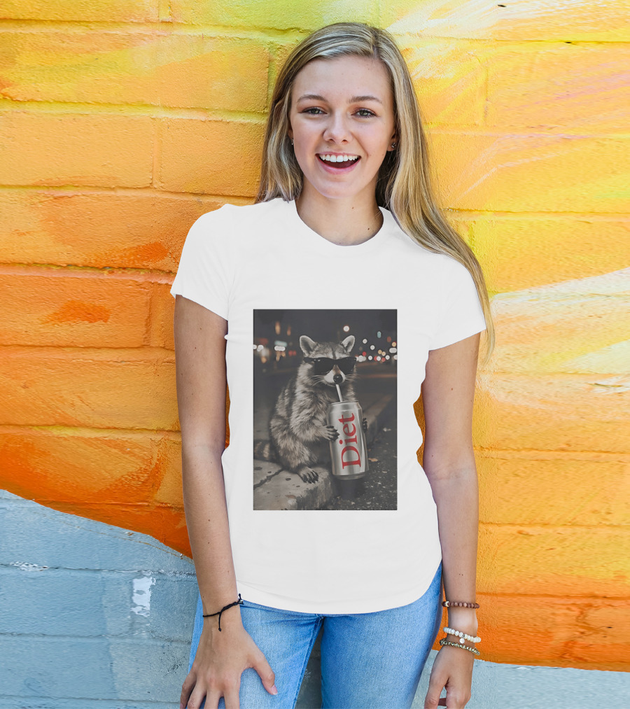 Raccoons Diet Soda Gen Z Dank Meme Raccoon With Sunglasses And Soda Can T-Shirt