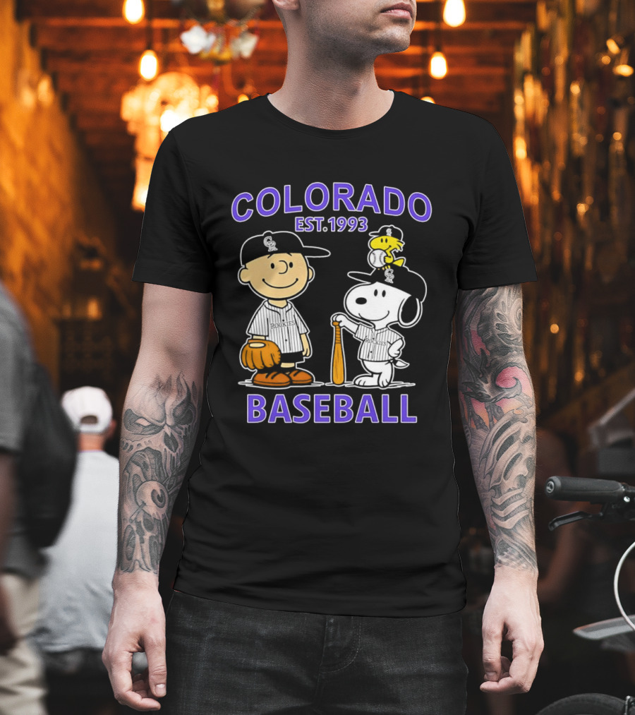 Charlie Brown Snoopy Woodstocks Colorado Baseball EST 1993 T-Shirt