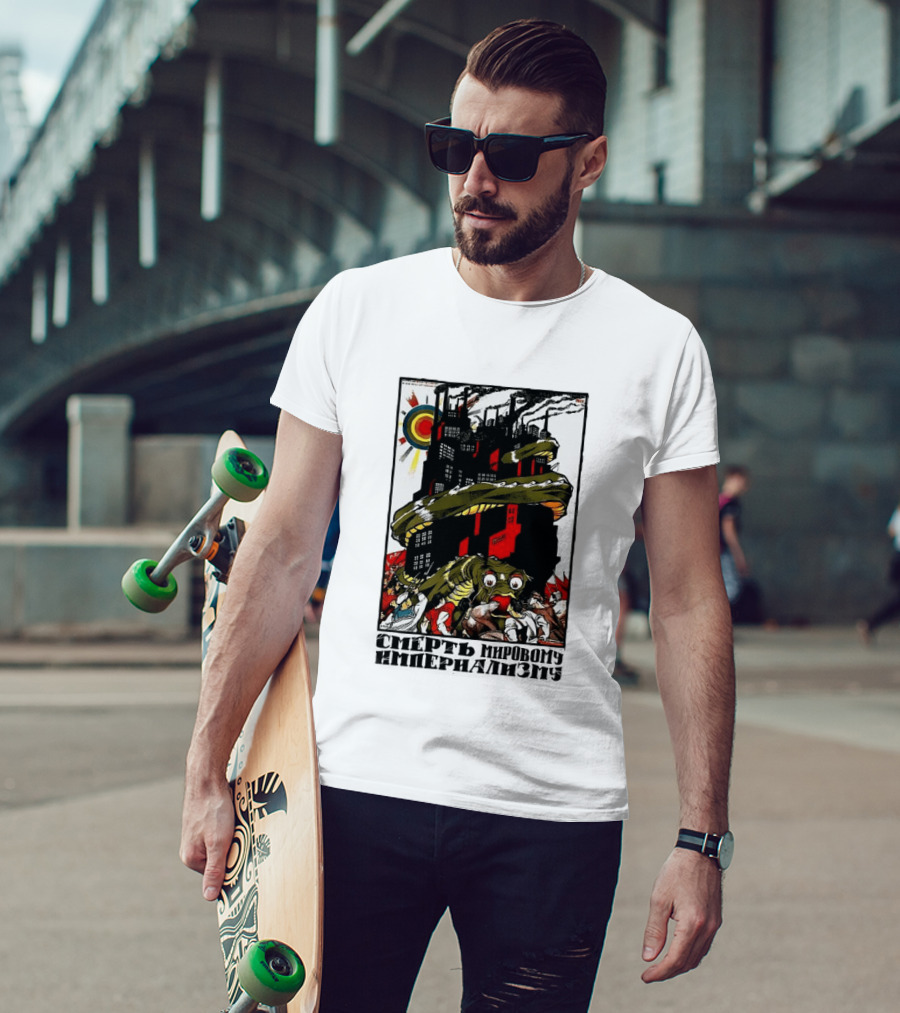Dmitry Moor Death To World Imperialism Soviet Propaganda Art Snake Industrial War Machine T-Shirt