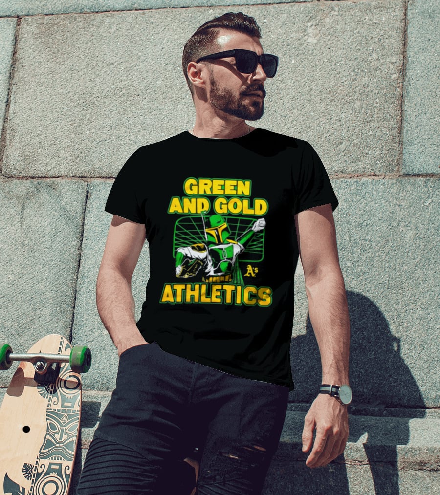 Green And Gold Athletics Dark Side Star Wars Bounty Hunter T-Shirt