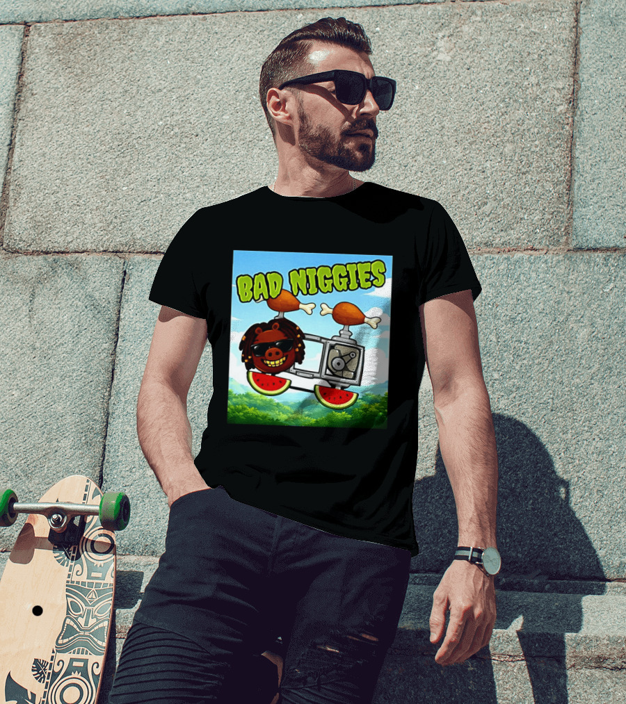 Bad Niggies Angry Birds Parody Flying Pig T-Shirt