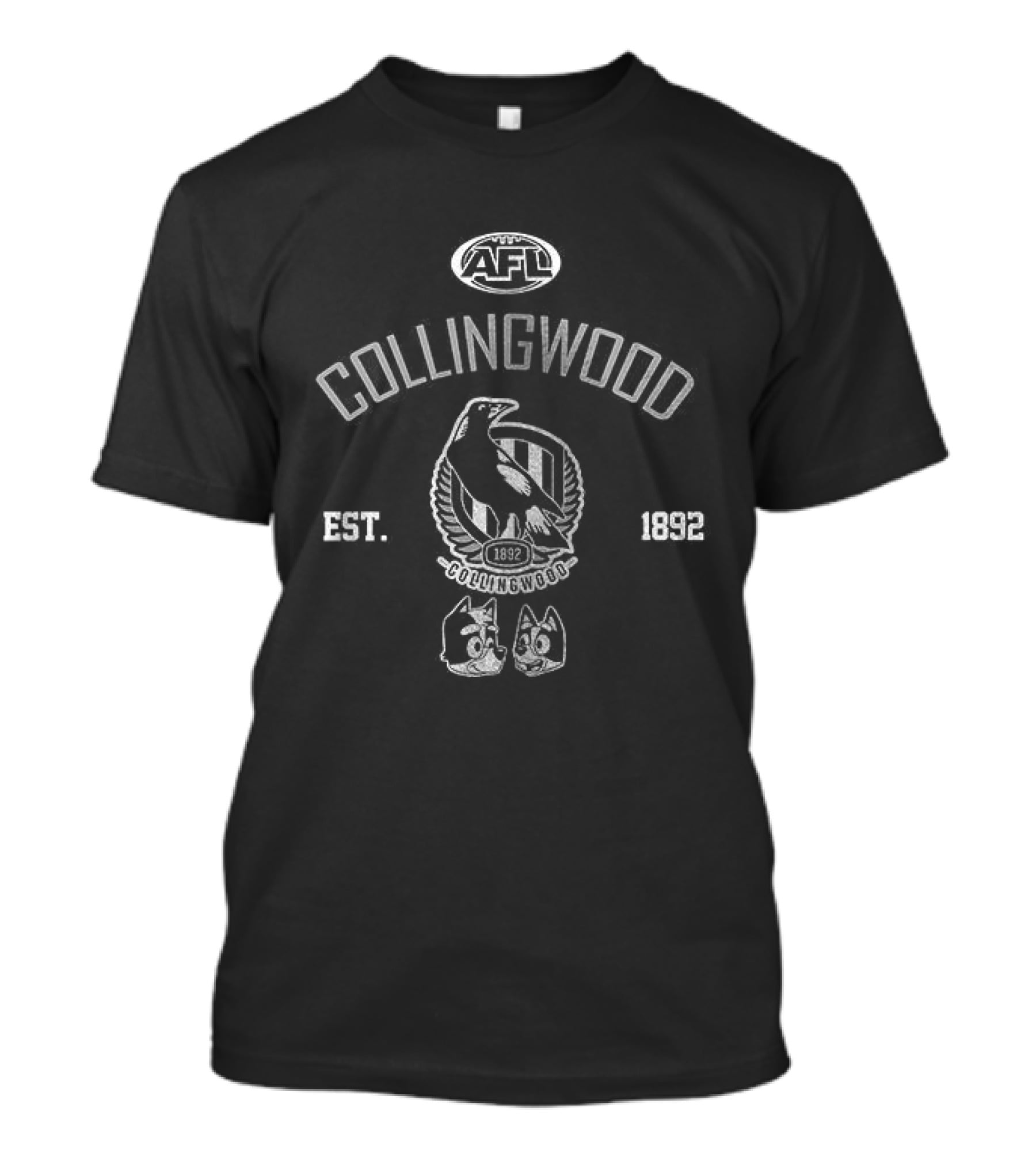 Collingwood Magpies Blue Dog Cartoon AFL Est 1892 T-Shirt