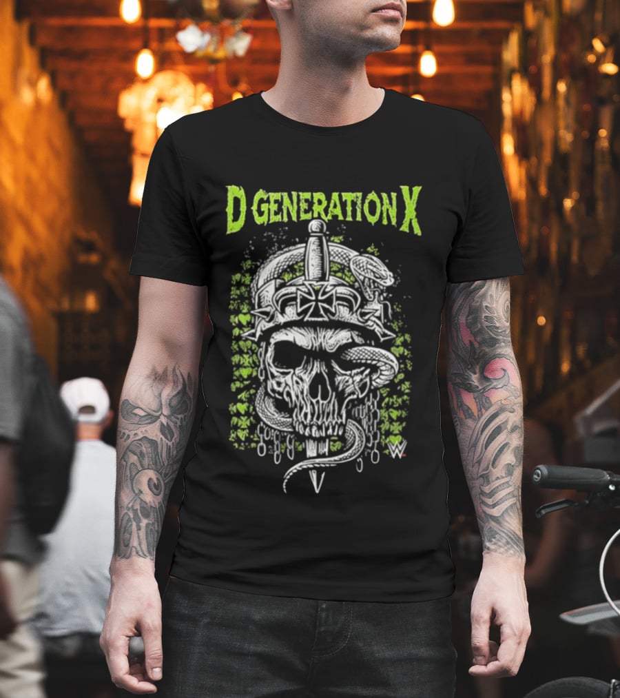 D Generation X WWE Skull Snake Cross Dagger T-Shirt