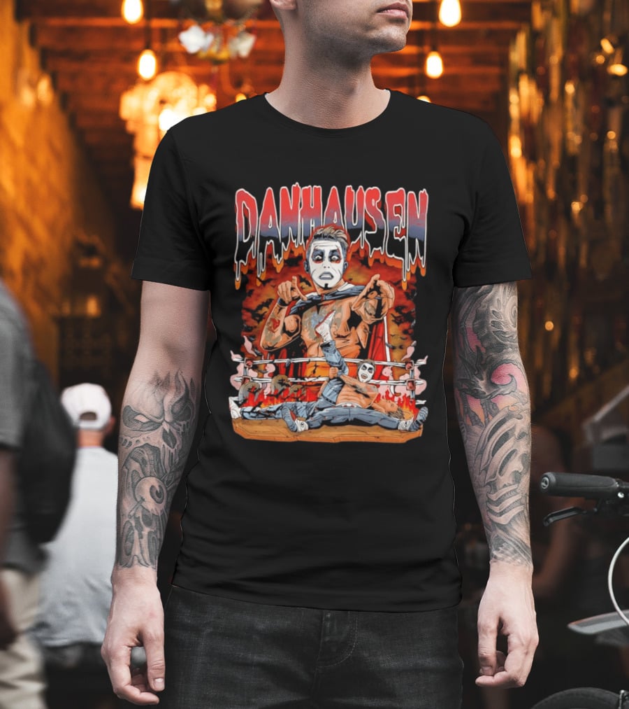Danhausen Very Nice Very Evil Wrestling Bats Fire Ring Scene T-Shirt