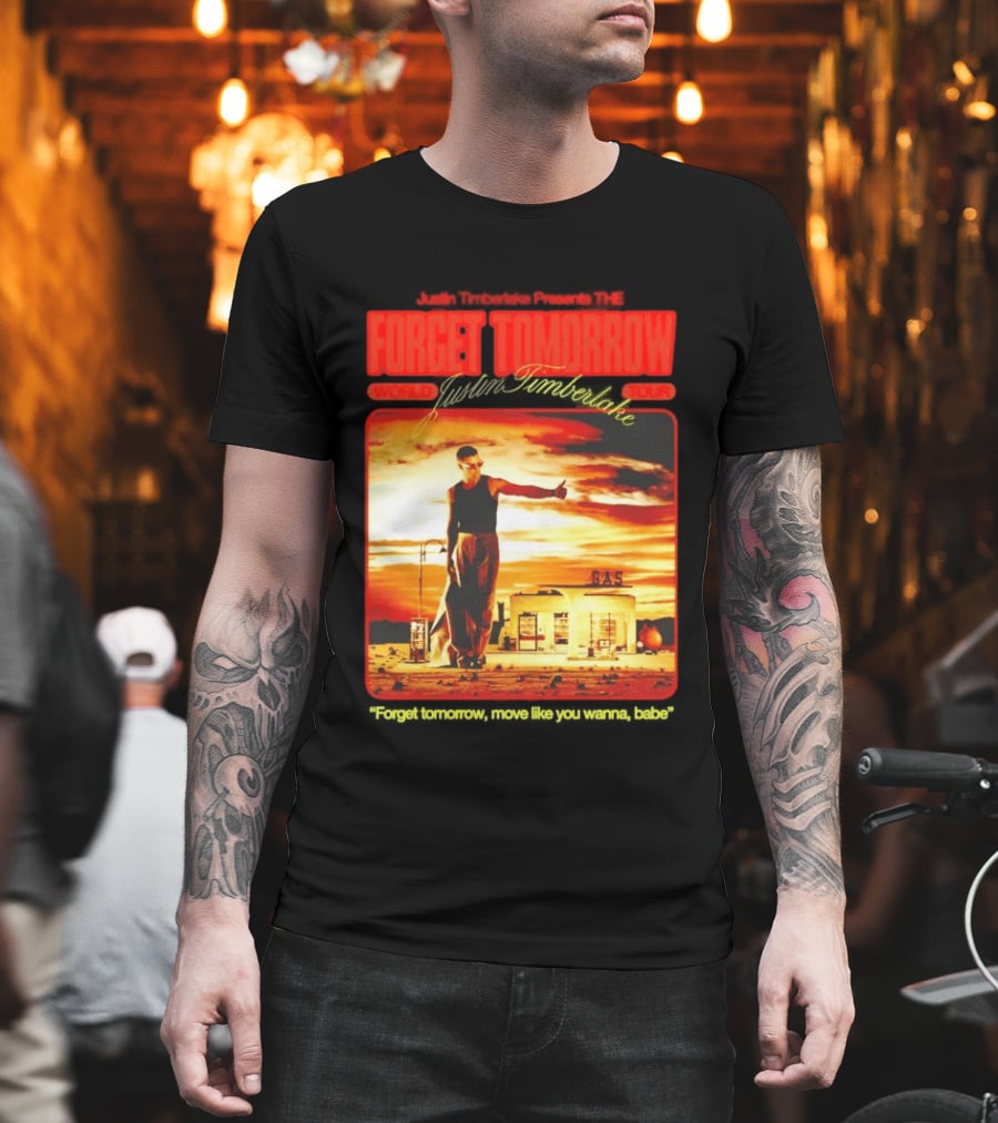 Forget Tomorrow World Tour Justin Timberlake Gas Station Scene T-Shirt