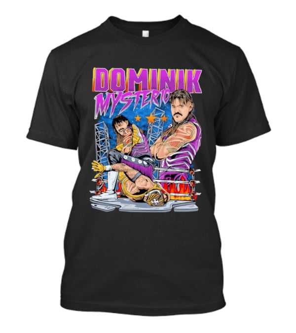 Dominik Mysterio Wrestling Match Illustration Purple Star T-Shirt