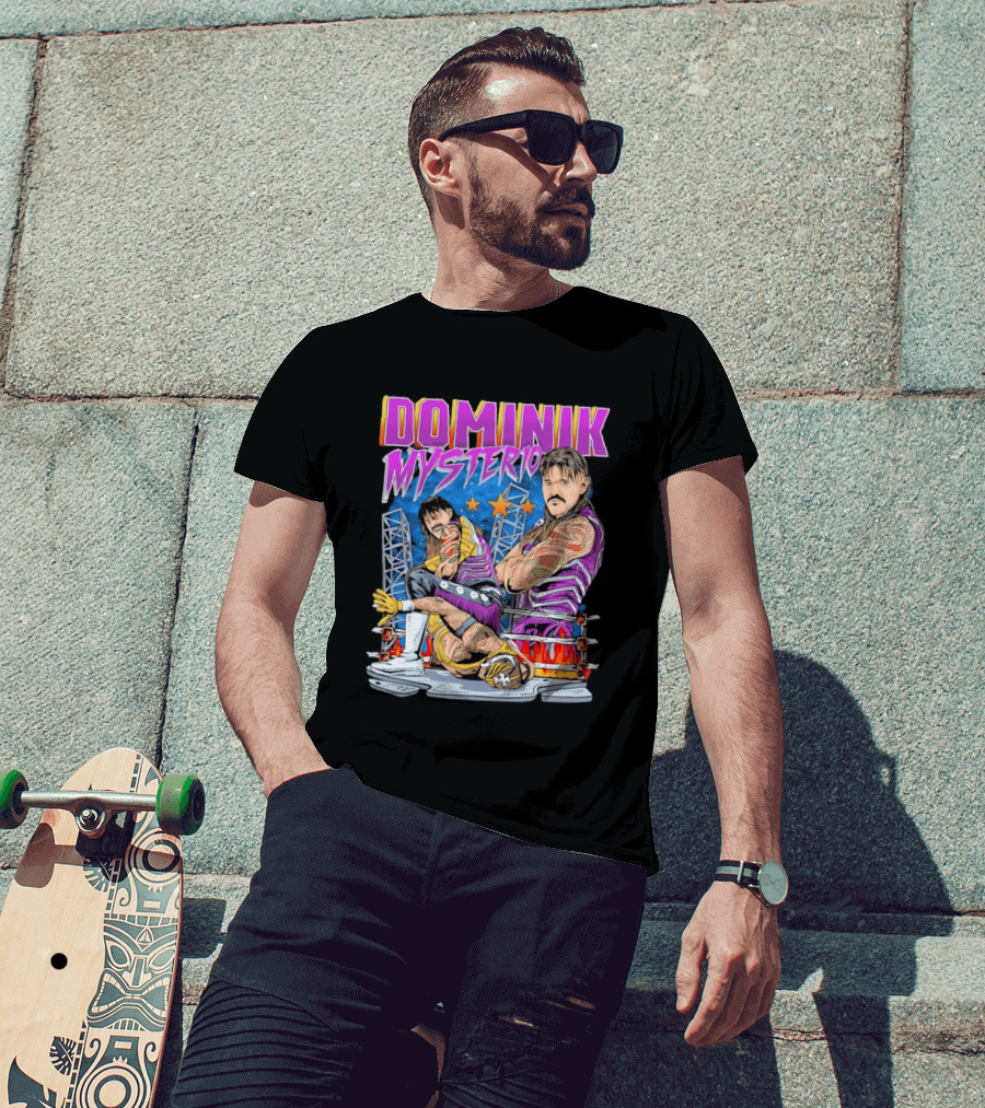 Dominik Mysterio Wrestling Match Illustration Purple Star T-Shirt