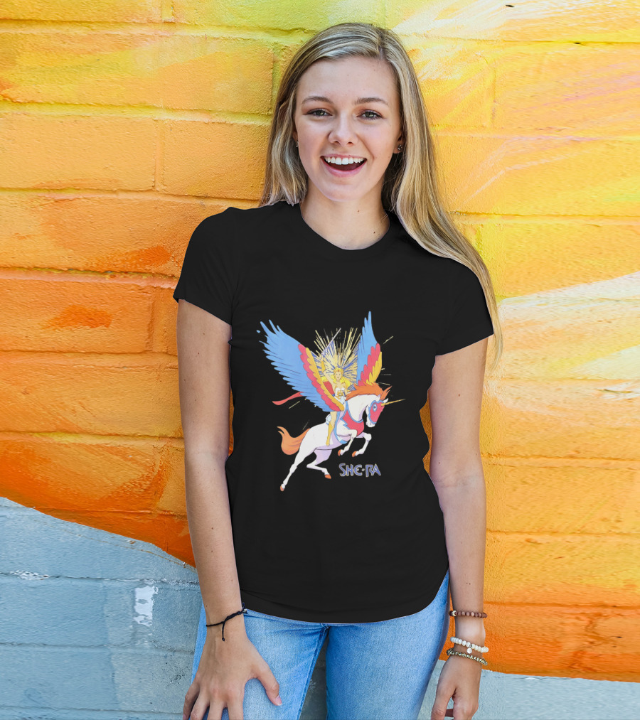 She Ra Riding Swift Wind Pegasus Unicorn Adventure T-Shirt