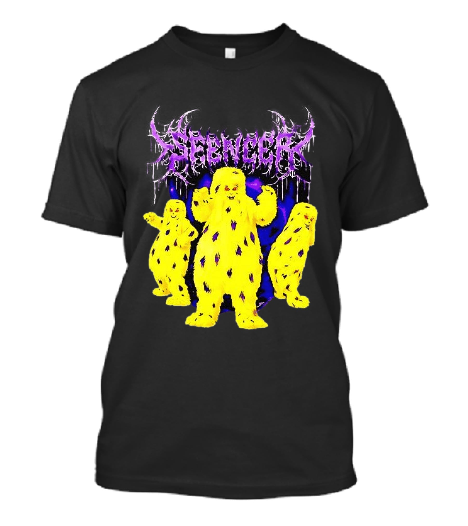 Spencer Death Metal Yeti Trio Purple Smoke Dripping T-Shirt