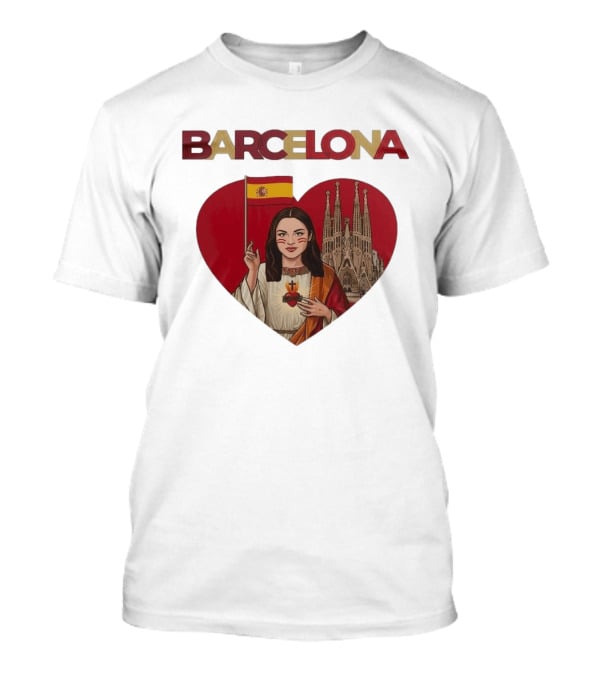 Barcelona Heart Flag Sagrada Familia Olivia Rodrigo Collaboration T-Shirt