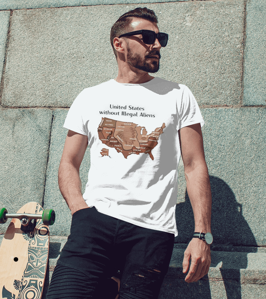 United States Map Featuring Native Tribes And Nations T-Shirt