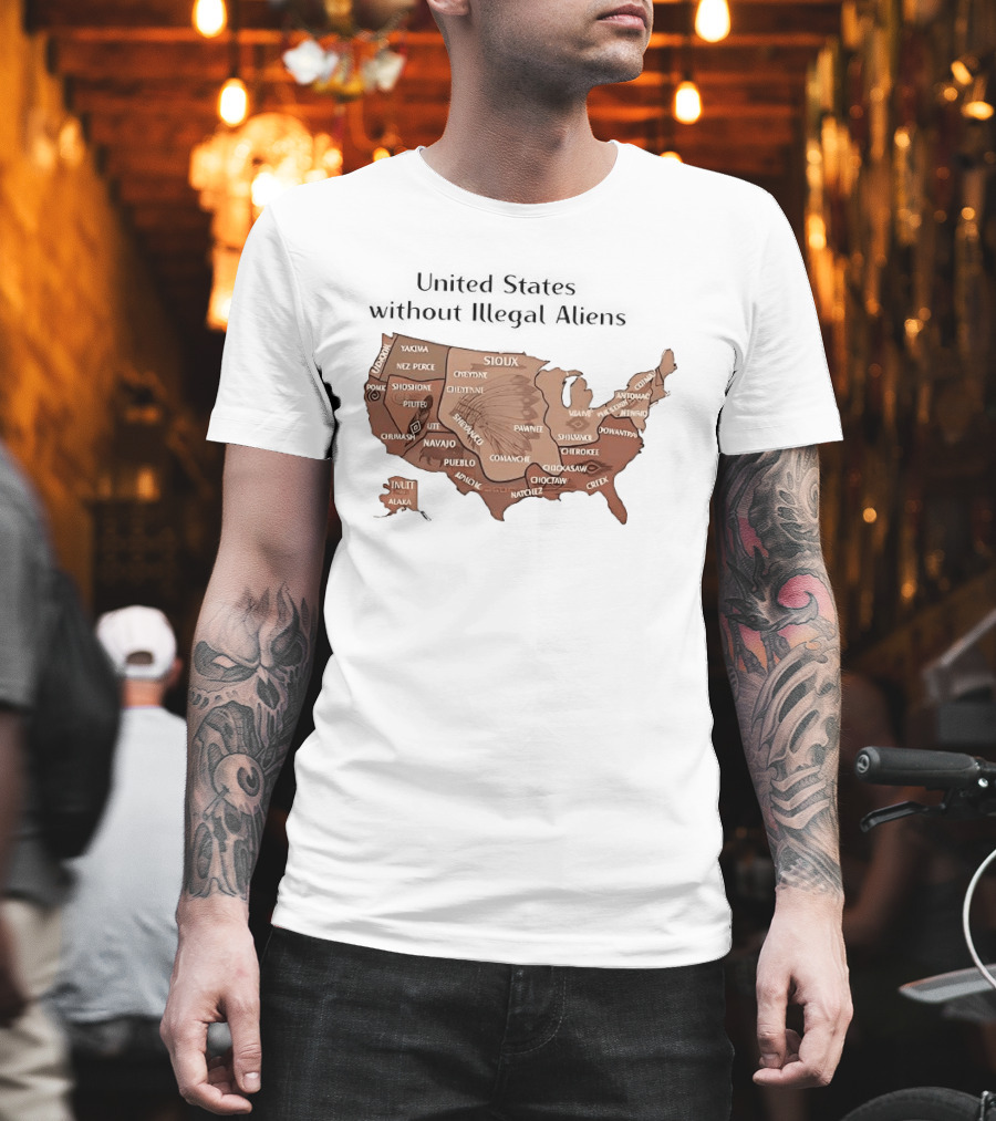 United States Map Featuring Native Tribes And Nations T-Shirt