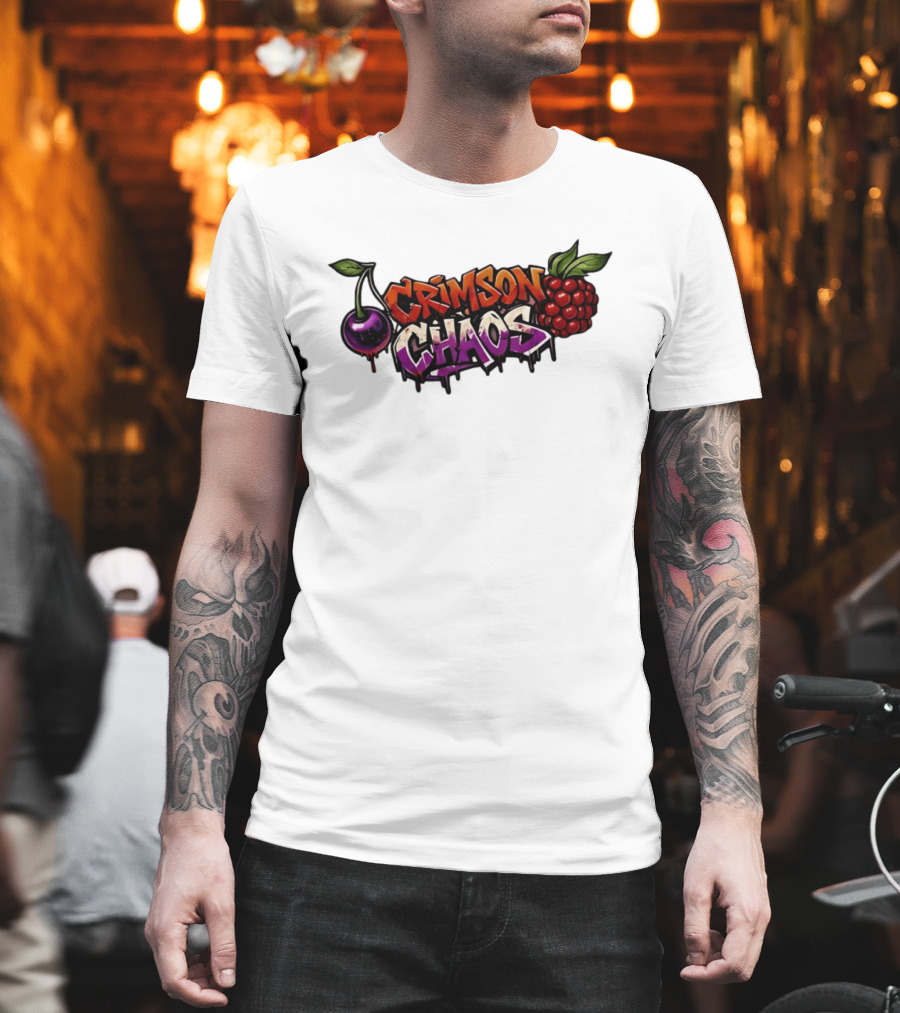 Crimson Chaos Fruits Cherry And Raspberry Graffiti T-Shirt