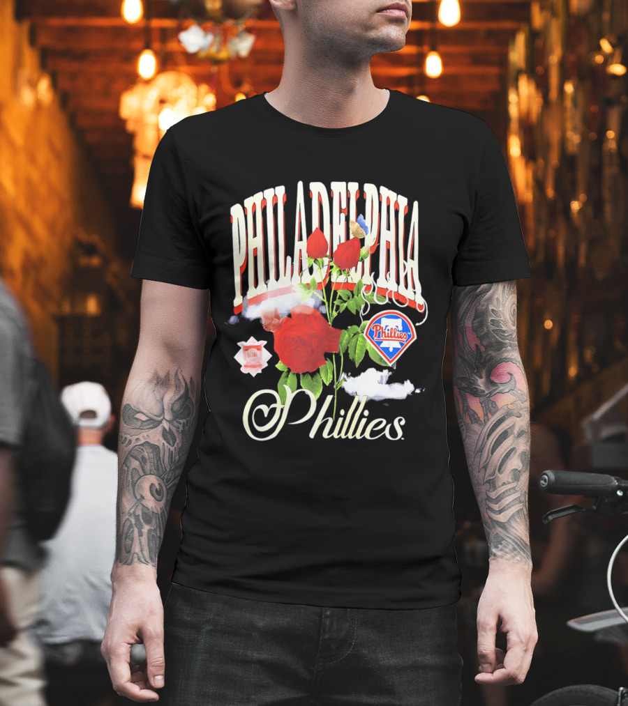 Philadelphia Phillies Roses And Clouds Vintage MLB Fan T-Shirt