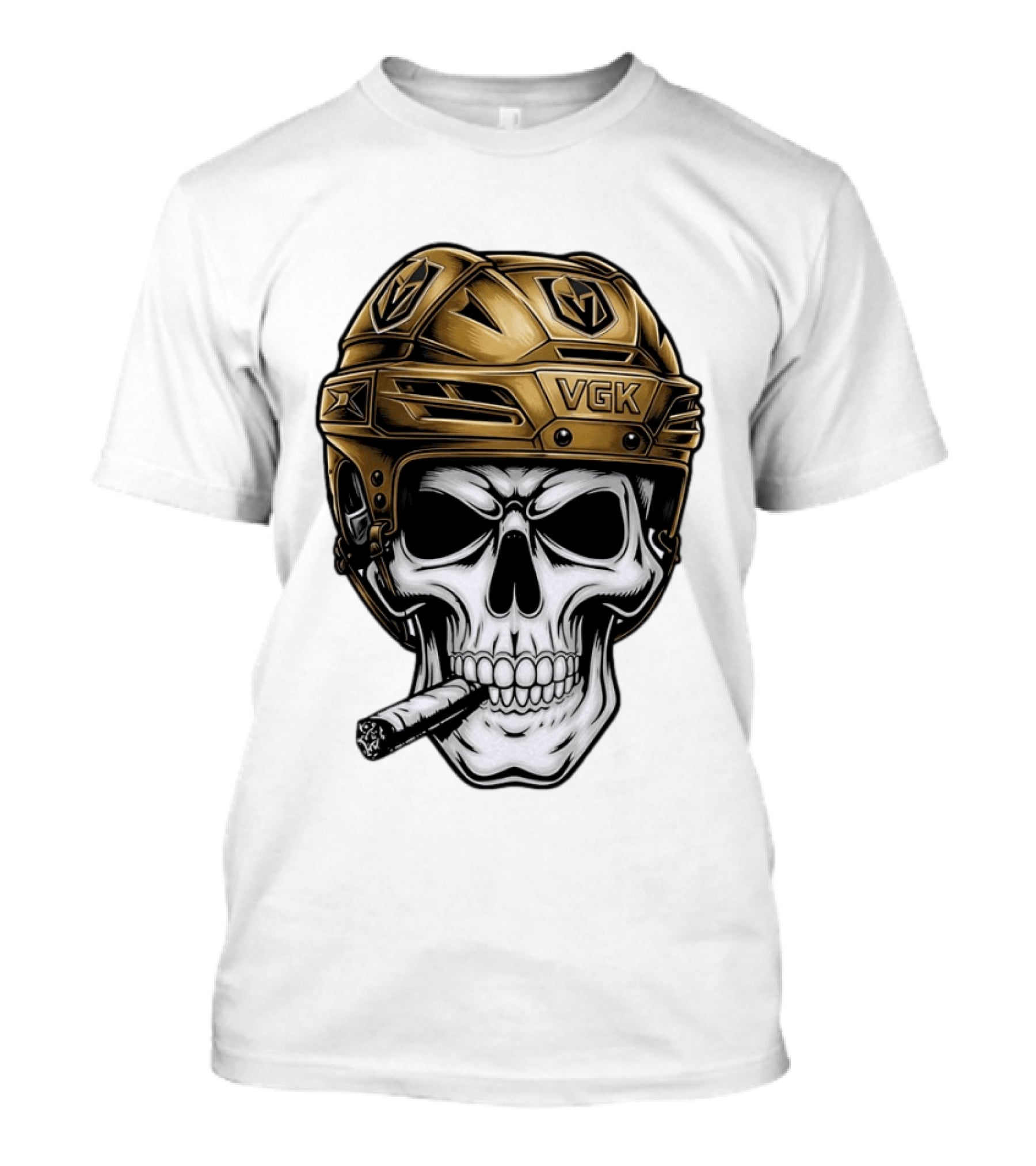 VGK Skull Helmet Vegas Golden Knights Smoking Cigar T-Shirt