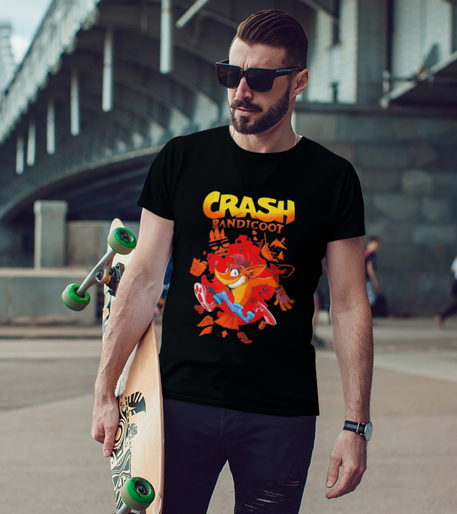 Crash Bandicoot Cartoon Classic Character Action Adventure T-Shirt