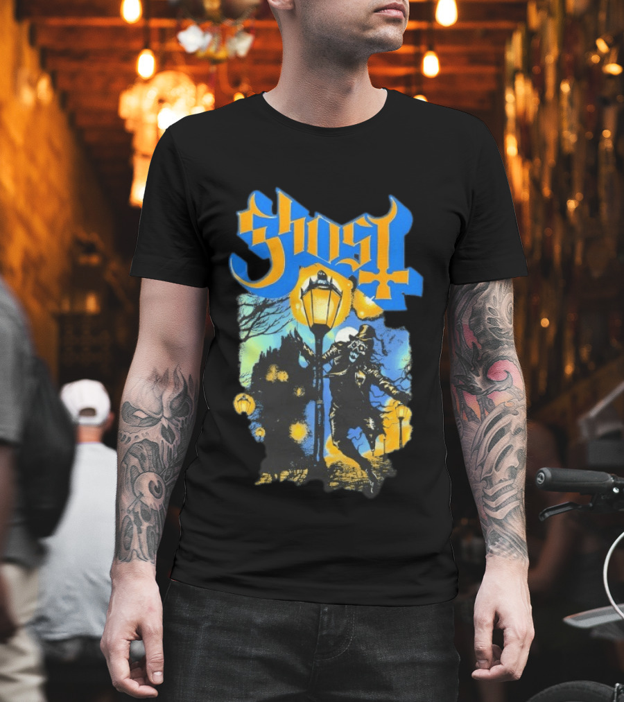 Ghost Lamplighter Night Scene With Lantern And Top Hat Figure T-Shirt