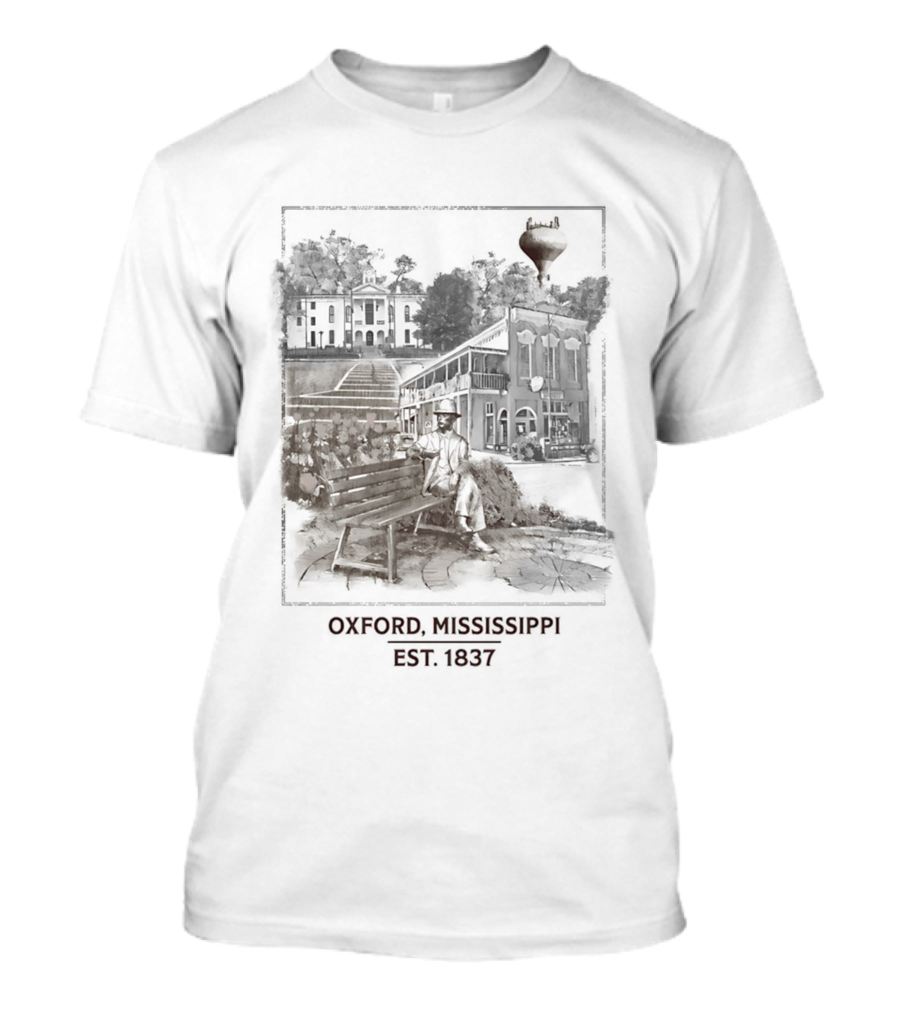 Oxford Mississippi Landmarks Est 1837 Historic Architecture T-Shirt