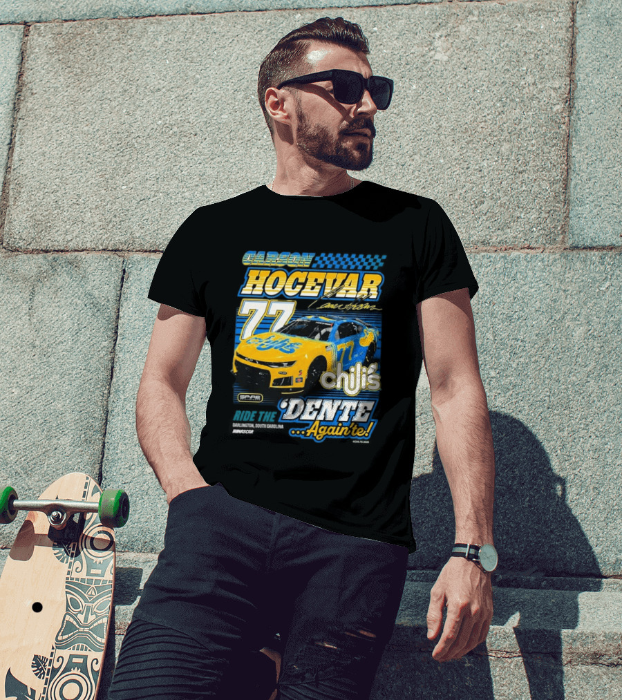 Carson Hocevar 77 Chili's Spire Motorsports Dente Again'te Darlington T-Shirt