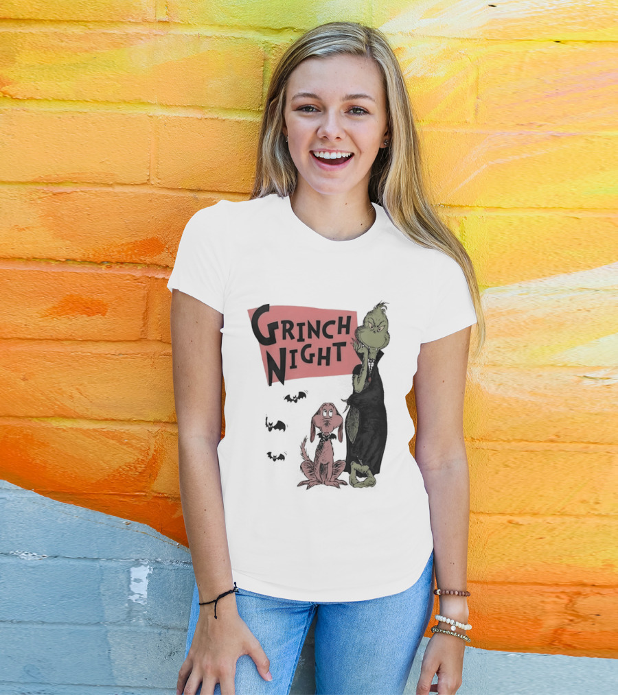 Grinch And Max Halloween Night Spooky Scene T-Shirt