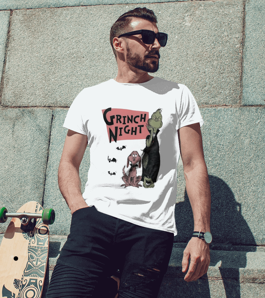 Grinch And Max Halloween Night Spooky Scene T-Shirt