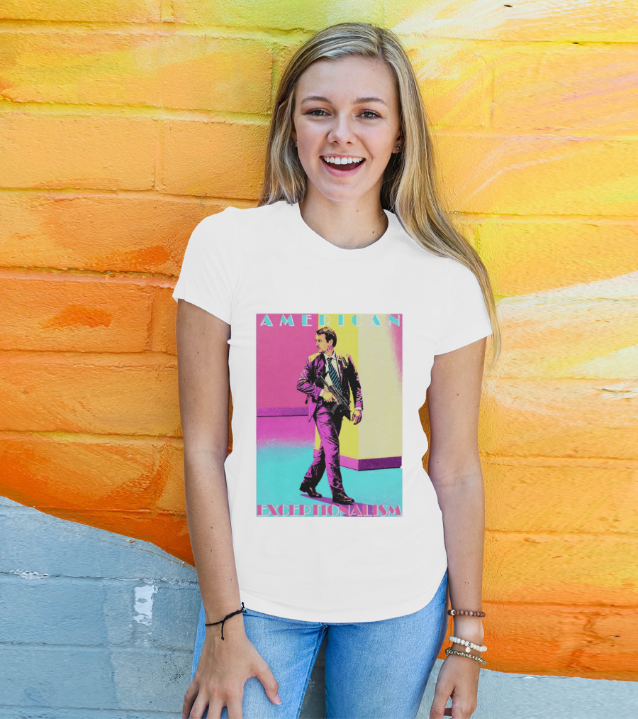 American Exceptionalism Retro Pop Art Style Man With Gun T-Shirt
