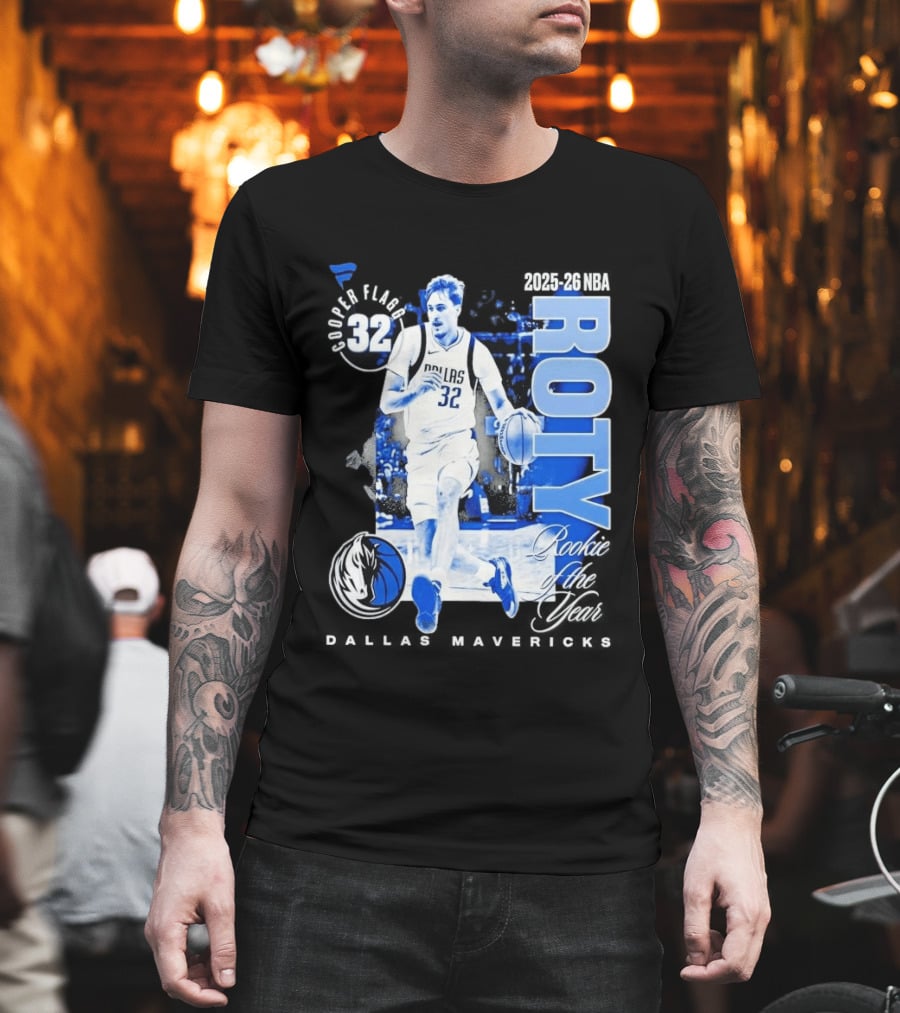 Cooper Flagg Dallas Mavericks 2025 26 NBA ROTY Rookie Of The Year 32 T-Shirt