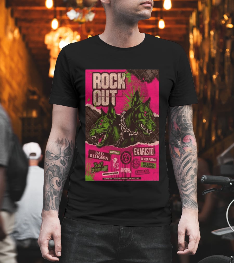 Rock Out Bad Religion Evaristo Santiago Chile April 25 2026 Serigrafía T-Shirt