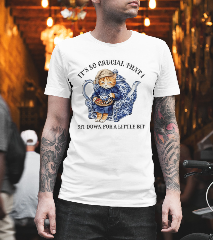 It's So Crucial That I Sit Down For A Little Bit Teapot Nap Cat T-Shirt