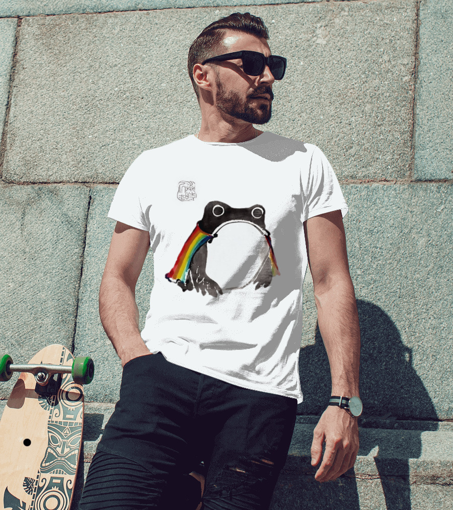 Pride Frog Rainbow Cloak Cheerful Vibe T-Shirt